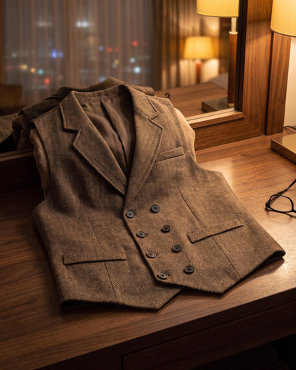 Guido Herringbone Tweed Vest
